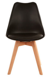 Orsina Black Chair With Cushion And Beech Wood Legs, Comfortable Seating Faux Leather Chair, Space-Saver Bar Chair - thumbnail 7