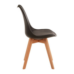 Orsina Black Chair With Cushion And Beech Wood Legs, Comfortable Seating Faux Leather Chair, Space-Saver Bar Chair - thumbnail 3