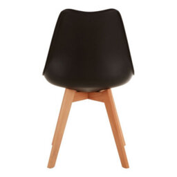 Orsina Black Chair With Cushion And Beech Wood Legs, Comfortable Seating Faux Leather Chair, Space-Saver Bar Chair - thumbnail 4
