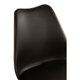 Orsina Black Chair With Cushion And Beech Wood Legs, Comfortable Seating Faux Leather Chair, Space-Saver Bar Chair - thumbnail 5