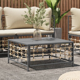 Berkfield Garden Table Anthracite 70X70X34 Cm Poly Rattan - thumbnail 1