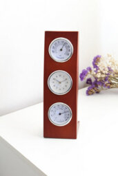 Classical Wooden Desk Table Clock Home Decoration Business Thermometer Hygrometer Gift Idea