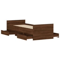 Berkfield Bed Frame With Headboard And Footboard Brown Oak 75X190 Cm - thumbnail 5