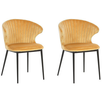 Beliani Set Of 2 Dining Chairs Augusta Velvet Mustard - image 1