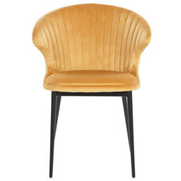 Beliani Set Of 2 Dining Chairs Augusta Velvet Mustard - thumbnail 5