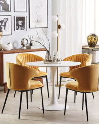 Beliani Set Of 2 Dining Chairs Augusta Velvet Mustard - thumbnail 2
