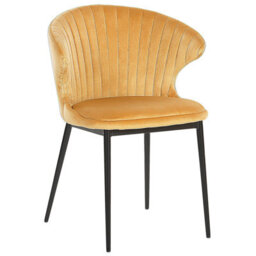 Beliani Set Of 2 Dining Chairs Augusta Velvet Mustard - thumbnail 4