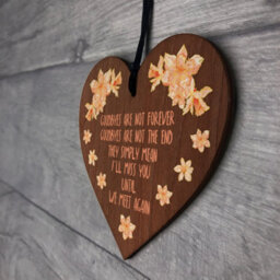 Red Ocean Memorial Wooden Heart - Goodbyes Are Not Forever Handcrafted Keepsake For Remembrance - thumbnail 7