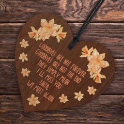 Red Ocean Memorial Wooden Heart - Goodbyes Are Not Forever Handcrafted Keepsake For Remembrance - thumbnail 6