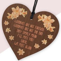 Red Ocean Memorial Wooden Heart - Goodbyes Are Not Forever Handcrafted Keepsake For Remembrance - thumbnail 2