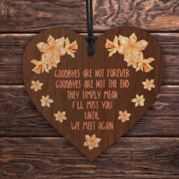Red Ocean Memorial Wooden Heart - Goodbyes Are Not Forever Handcrafted Keepsake For Remembrance - thumbnail 5