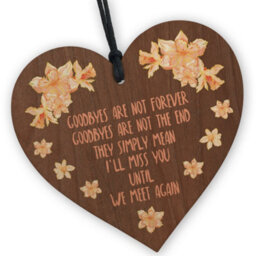 Red Ocean Memorial Wooden Heart - Goodbyes Are Not Forever Handcrafted Keepsake For Remembrance - thumbnail 1