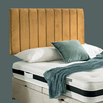 "Urban Textures - Apollo 20"" High Velvet Fabric Upholstered Bed Headboard - Mustard" - image 1