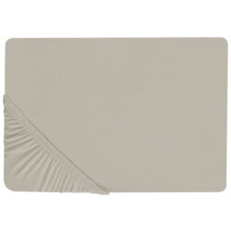 Beliani Fitted Sheet Janbu Cotton 90 X 200 Cm Taupe