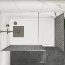 Royal Bathrooms Luxor Walk In Wet Room Fluted Shower Enclosure With 1200 X 800mm Stone Tray & Gun Metal Grey Frame 8mm Easy Clean Glass - thumbnail 5