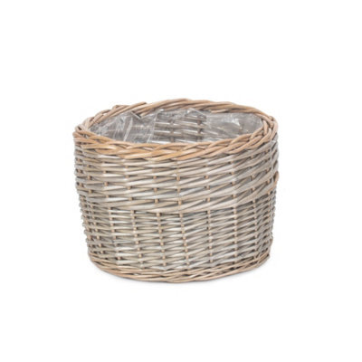 Red Hamper H122/3 Wicker Large Round Antique Wash Planter - image 1