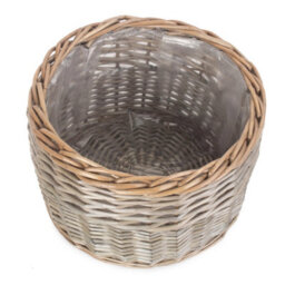 Red Hamper H122/3 Wicker Large Round Antique Wash Planter - thumbnail 2