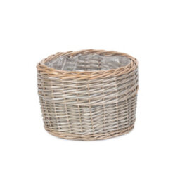 Red Hamper H122/3 Wicker Large Round Antique Wash Planter - thumbnail 1
