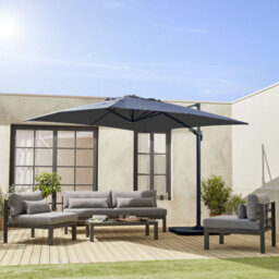 Alice's Garden Square Cantilever Parasol 3X3M - Falgos - Grey - thumbnail 1