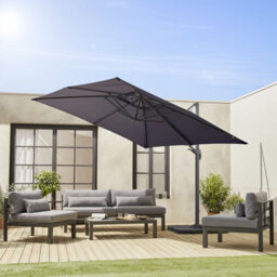 Alice's Garden Square Cantilever Parasol 3X3M - Falgos - Grey - thumbnail 2