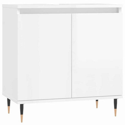 Berkfield Industrial Bathroom Cabinet High Gloss White 58X33X60 Cm Engineered Wood - image 1