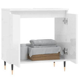 Berkfield Industrial Bathroom Cabinet High Gloss White 58X33X60 Cm Engineered Wood - thumbnail 3