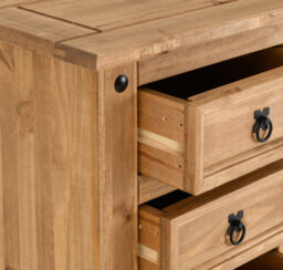 Seconique Corona 5 Drawer Narrow Chest Of Drawers Distressed Waxed Pine Metal Handles - thumbnail 7