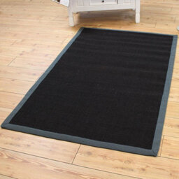 Black/grey Natural Decorative Modern Plain Bordered Natural Fibers Rug For Living Room Bedroom & Dining Room-120Cm X 180Cm - thumbnail 1