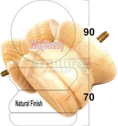L&F Turned Wood Legs Natural 70mm High Set Of 4 Replacement Furniture Bun Feet Settee Chairs Sofas Footstools M8 Shn215 - thumbnail 1