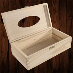 Woodeedoo Rectangular Wooden Tissue Box Holder Decorative Pine Dispenser With Hinged Lid & Clasp Refill-Style Container 25.5X13.5X8.5 Cm - thumbnail 1