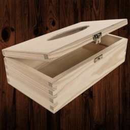 Woodeedoo Rectangular Wooden Tissue Box Holder Decorative Pine Dispenser With Hinged Lid & Clasp Refill-Style Container 25.5X13.5X8.5 Cm - thumbnail 2