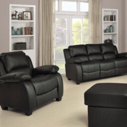 Furniture Instore Valerie Black Leather Aire 2 Piece 3+1 Seater Sofa Set - thumbnail 2