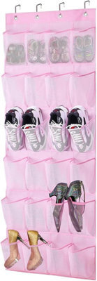 ATEK Over Door Shoe Storage 24 Large Mesh Pockets Hanging Shoe Rack With Hooks For Men Women And Kids Space Saving Door Organizer - image 1