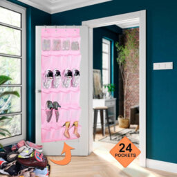 ATEK Over Door Shoe Storage 24 Large Mesh Pockets Hanging Shoe Rack With Hooks For Men Women And Kids Space Saving Door Organizer - thumbnail 4