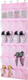 ATEK Over Door Shoe Storage 24 Large Mesh Pockets Hanging Shoe Rack With Hooks For Men Women And Kids Space Saving Door Organizer - thumbnail 1