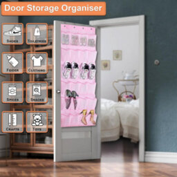 ATEK Over Door Shoe Storage 24 Large Mesh Pockets Hanging Shoe Rack With Hooks For Men Women And Kids Space Saving Door Organizer - thumbnail 2