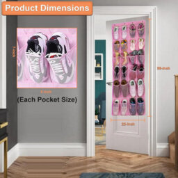 ATEK Over Door Shoe Storage 24 Large Mesh Pockets Hanging Shoe Rack With Hooks For Men Women And Kids Space Saving Door Organizer - thumbnail 6