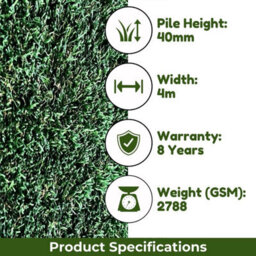 "Landscape 40mm Outdoor Artificial Grass, Pet-Friendly Outdoor Artificial Grass, Non-Slip Fake Grass-4M(13'1"") X 4M(13'1"")-16M²" - thumbnail 6