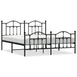 Berkfield Metal Bed Frame With Headboard And Footboard Black 160X200 Cm - thumbnail 2