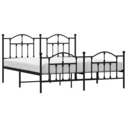 Berkfield Metal Bed Frame With Headboard And Footboard Black 160X200 Cm - thumbnail 3