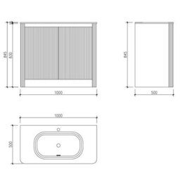 Plum&clay Isla Ribbed Fluted White Freestanding Bathroom Vanity Unit & Black Basin Set (W)1000mm - thumbnail 8