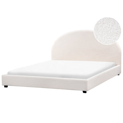 Beliani Bed Boucle Vaucluse 180 X 200 Cm (Eu Super King) Off-White - image 1