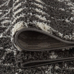 The Rugs Soft Moroccan Diamond Shaggy Rugs And Runners High Pile Dark Grey And Ivory Living Room Kitchen Hallway 1040 - thumbnail 4