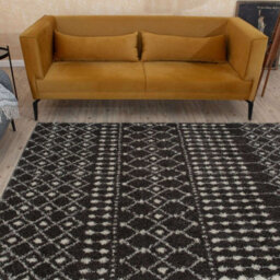 The Rugs Soft Moroccan Diamond Shaggy Rugs And Runners High Pile Dark Grey And Ivory Living Room Kitchen Hallway 1040 - thumbnail 8