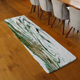 Benjamin Tate Design Green & Gold Marble Runner Special Soft Home Rug - thumbnail 2