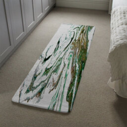 Benjamin Tate Design Green & Gold Marble Runner Special Soft Home Rug - thumbnail 4