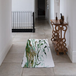 Benjamin Tate Design Green & Gold Marble Runner Special Soft Home Rug - thumbnail 3