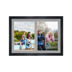AK Frames 20X14 Black Modern Multi Photo Frame With Silver Mount - Holds 2 Apertures (2X) A4 Photos