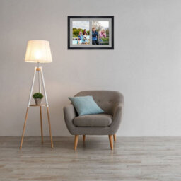 AK Frames 20X14 Black Modern Multi Photo Frame With Silver Mount - Holds 2 Apertures (2X) A4 Photos - thumbnail 3