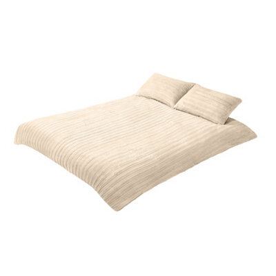 Thehotsale Brown Striped Bedding Set, King Size, Made Of Rabbit Fur Plush, Three-Piece Set. - image 1
